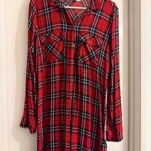 Divided H&M Red Plaid Button Down Shirt